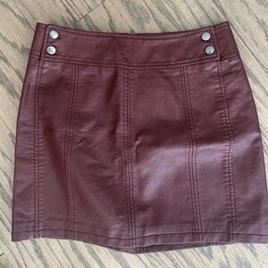 Free People Faux Vegan Leather Maroon Red Mini Skirt - Size 6